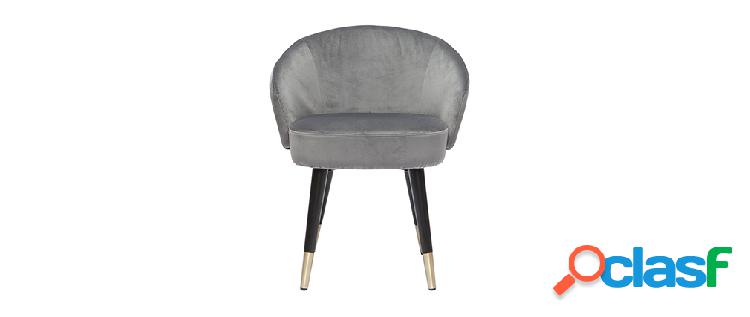 Sedie design velluto grigio e base metallo nero dorato (set