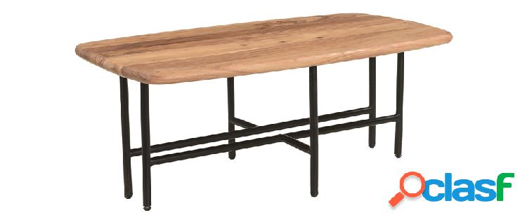 Tavolino da salotto estraibile 2 ripiani in acacia e metallo