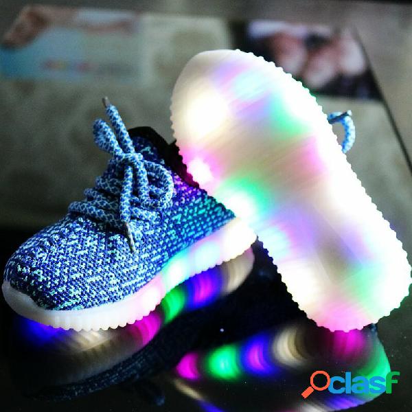 Unisex Kids Mesh luce a led Scarpe casual stringate
