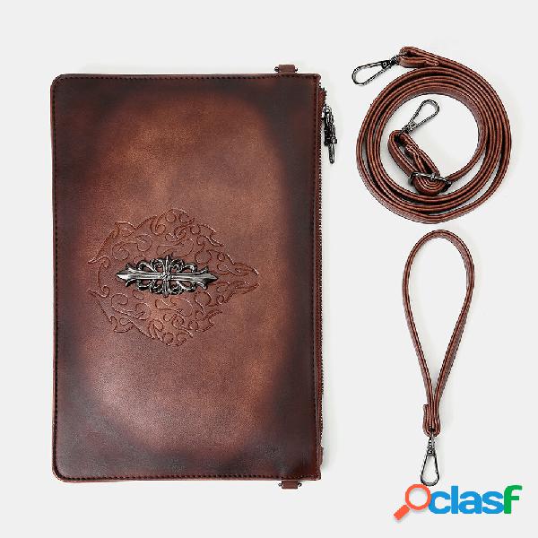 Uomo in ecopelle Retro Rivetto Moda Handcarry 6.3 Pollici