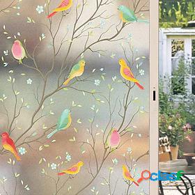 Window Covering Film Cartoon Twig Bird Frosted Static