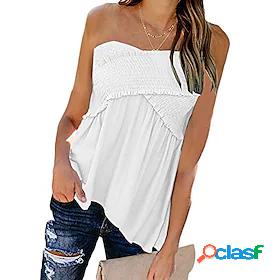 Womens Bandeau Plain Daily Going out Work Fashion Sleeveless