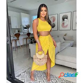 Womens Basic Streetwear Plain Casual Vacation Two Piece Set