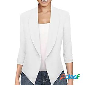 Womens Blazer Solid Colored Classic Elegant Luxurious Long