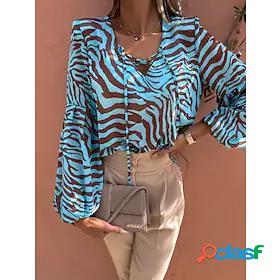 Women's Blouse Leopard Daily Weekend Long Sleeve Blouse