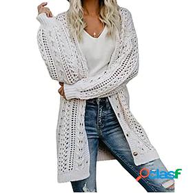 Womens Cardigan Sweater Jumper Cable Knit Knitted Open Front