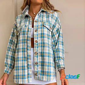 Womens Casual Jacket with Pockets Regular Coat Blue Outdoor
