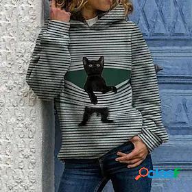 Women's Cat Graphic Hoodie Pullover Casual Daily Basic