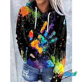 Womens Cat Graphic Tie Dye Hoodie Pullover Front Pocket