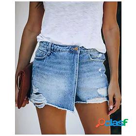 Womens Fashion Side Pockets Cut Out Jeans Butterfly Shorts