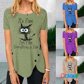 Womens Funny Tee Shirt Graphic Patterned Im Fine Everything