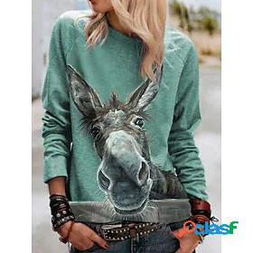 Womens Graphic 3D Horse Pullover Sweatshirt 3D Print Daily