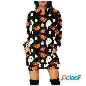 Womens Halloween Pumpkin Pullover Hoodie Sweatshirt Hoodie