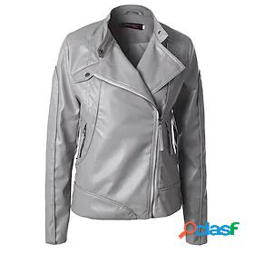 Womens Jacket Faux Leather Jacket Regular Full Zip Stylish