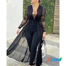 Womens Jumpsuit Solid Color Casual Deep V Casual Daily Long