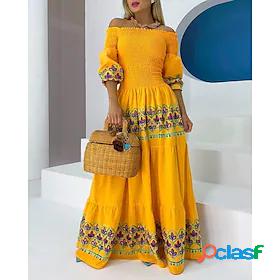 Women's Maxi long Dress Casual Dress Yellow Half Sleeve