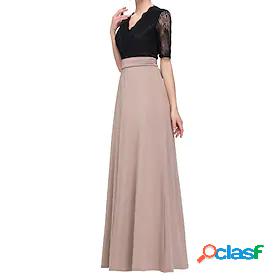 Womens Maxi long Dress Party Dress Black Half Sleeve Split