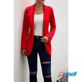 Women's Open Front Blazer Solid Colored Causal Holiday Black
