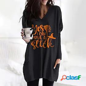 Womens Print Sweatshirt V Neck Halloween Casual Daily Casual