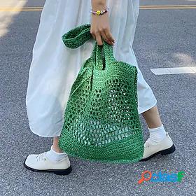 Womens Straw Bag Beach Bag Top Handle Bag Daily Holiday