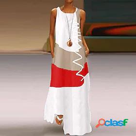 Womens Swing Dress Strap Dress Color Block Pocket Elegant