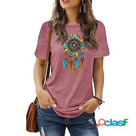 Womens T shirt Tee Basic Print Animals Feather T-shirt