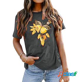 Women's T shirt Tee Basic Print Basic Butterfly T-shirt