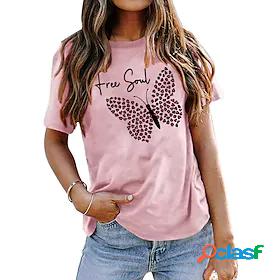 Womens T shirt Tee Basic Print Basic Butterfly T-shirt