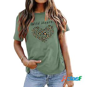 Womens T shirt Tee Basic Print Basic Cheetah Print T-shirt