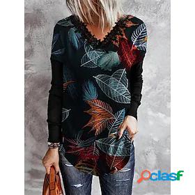 Womens T shirt Tee Floral Leaf Casual Weekend Floral