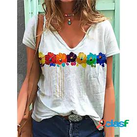 Womens T shirt Tee Flower Casual Daily Sports Short Sleeve T