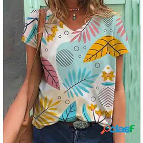Womens T shirt Tee Flower Casual Floral Short Sleeve T shirt