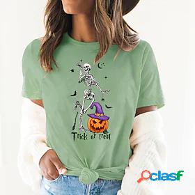 Womens T shirt Tee Graphic Skull Pumpkin Halloween Daily