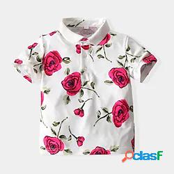 bambini ragazzi camicia manica corta rosa cotone nero