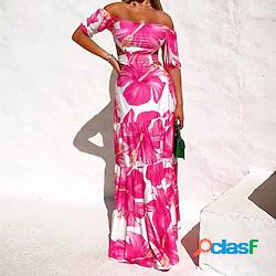 da donna vestito a trapezio maxi vestito lungo arancione