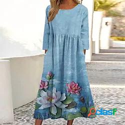 da donna vestito a trapezio vestito midi blu scuro mezza