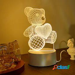 luce notturna orsacchiotto per bambini, lampada da notte 3d,