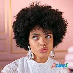 parrucche afro ricci di capelli umani con frangetta