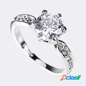 1pc Band Ring Ring Women's Wedding Gift Daily White Platinum