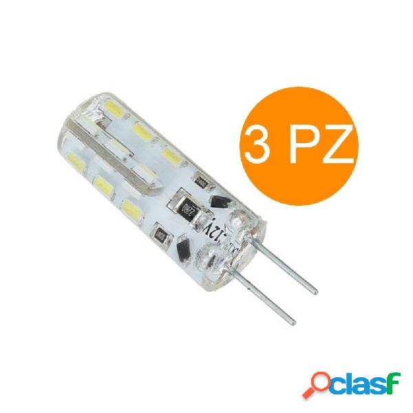3 LAMPADINE FARETTI 2W 24 LED G4 ATTACCO A SPILLO LUCE