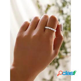 Band Ring Silver Imitation Diamond Alloy Simple Fashion 1pc