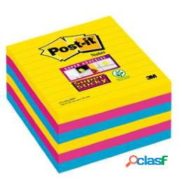 Blocco foglietti Post it Super Sticky - a righe - colori Rio