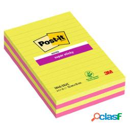 Blocco foglietti Post it Super Sticky rettangolari - a righe