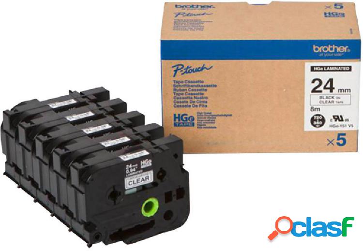 Brother HGe-151V5 Cassetta nastro Kit da 5 Colore Nastro:
