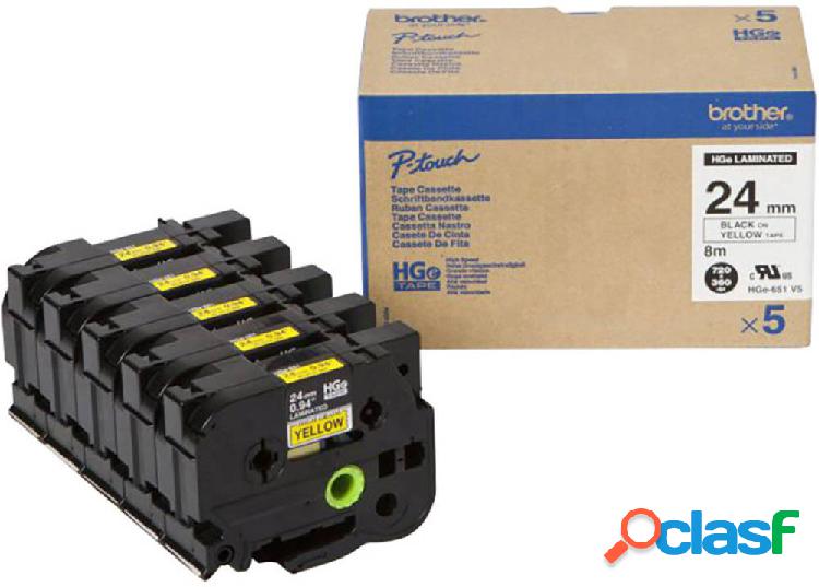 Brother HGe-651V5 Cassetta nastro Kit da 5 Colore Nastro: