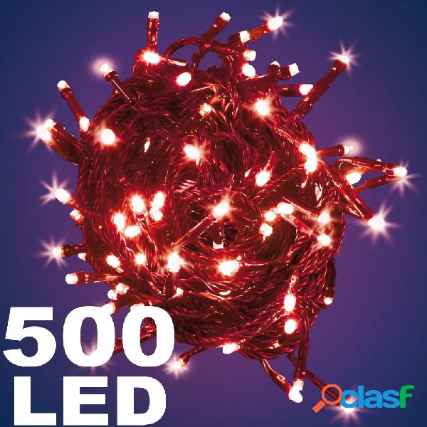 CATENA LUMINOSA 500 LUCI LED LUCCIOLE COLORE ROSSO CON