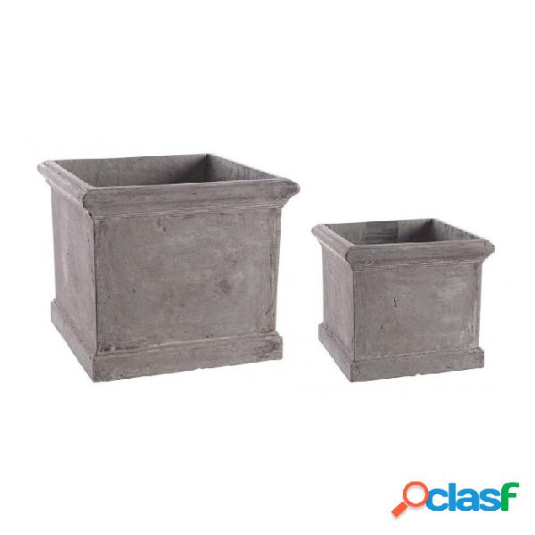 CONTEMPORARY STYLE - SET2 VASO CEMENT QU GRIGIO