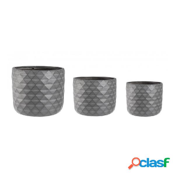 CONTEMPORARY STYLE - SET3 VASO PYRAMID TO ANTRACITE