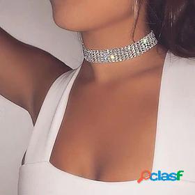 Choker Necklace Zircon Chrome Womens Chunky Luxury Unique