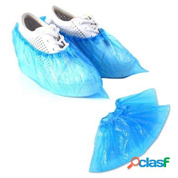 Copriscarpe monouso in plastica con fascia elastica - 100